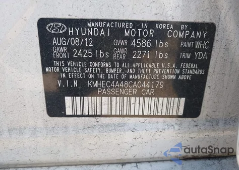2012 Hyundai Sonata Hybrid из США, поврежденный, VIN KMHEC4A48CA044179
